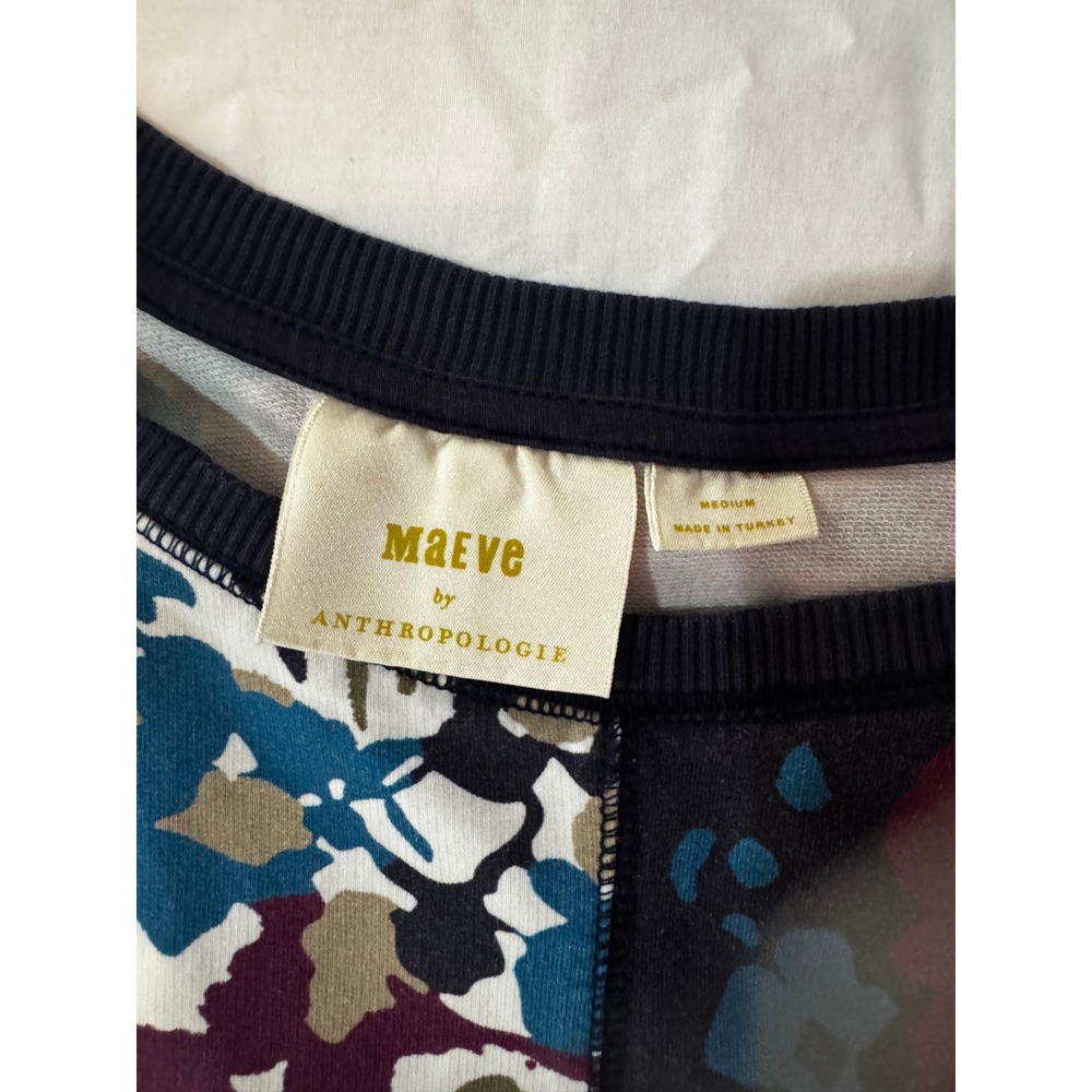 Maeve Anthro Floral Colorblock Sweatshirt Cottagecore Art Teacher Boho Medium - Picture 3 of 6